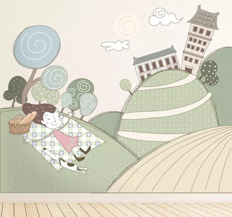 Munter pigepicnic dekoration klistermærker - TenStickers