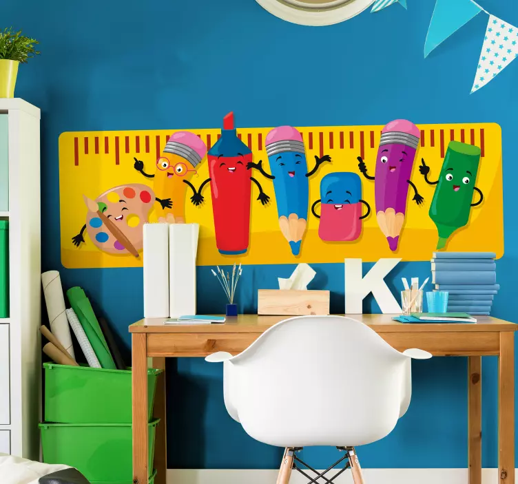 Muntre papirvarer-figurer klistermærke til børn - TenStickers