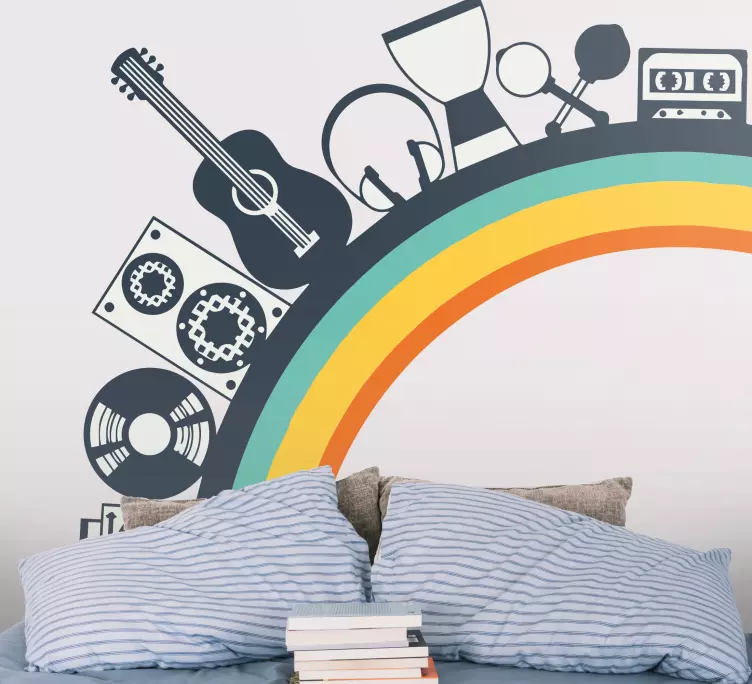 Musikinstrumenter på regnbue wallsticker - TenStickers
