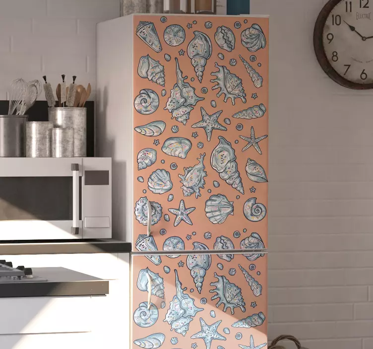 Muslingeskal skitser køleskab klistermærke - TenStickers
