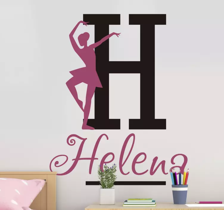 N balletdanser pige med navn dans klistermærke - TenStickers
