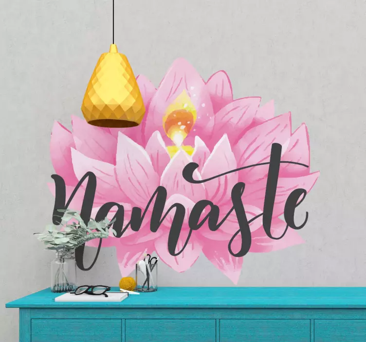 Namaste pink lotusblomstermærkat - TenStickers