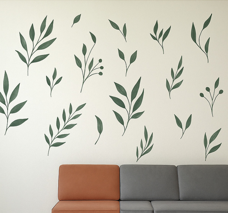 Naturlige blade stue wallsticker - TenStickers