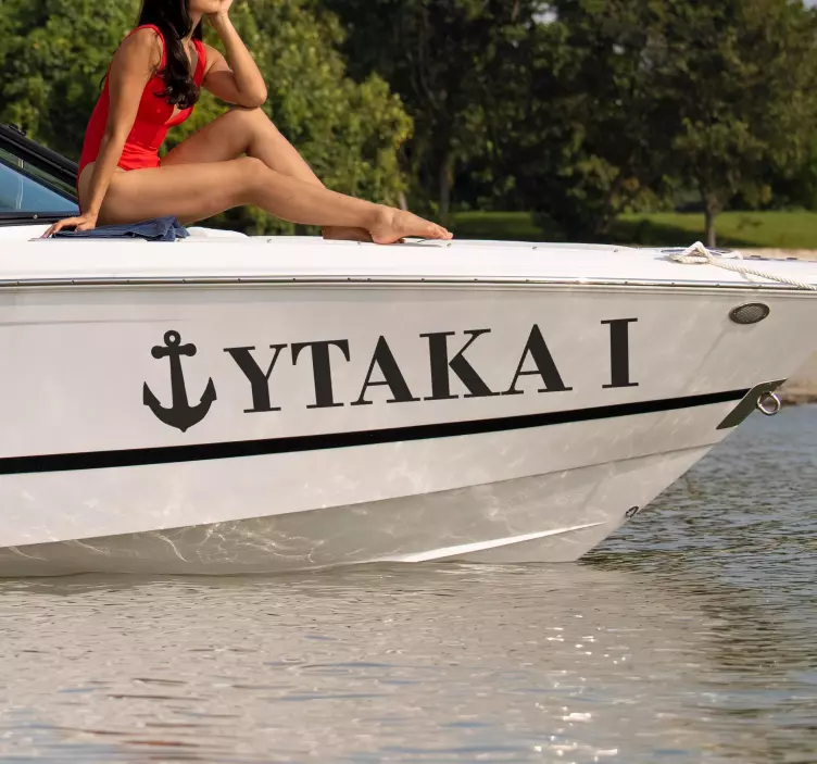 Navn med anker tegningNavn med anker tegning marine wallsticker - TenStickers