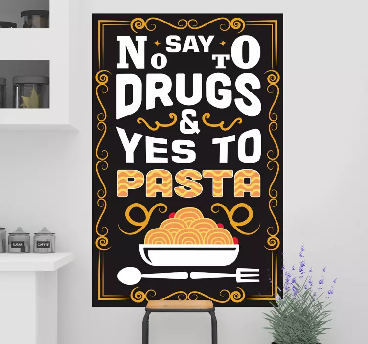 Nej til stoffer ja pasta wallsticker dyr - TenStickers