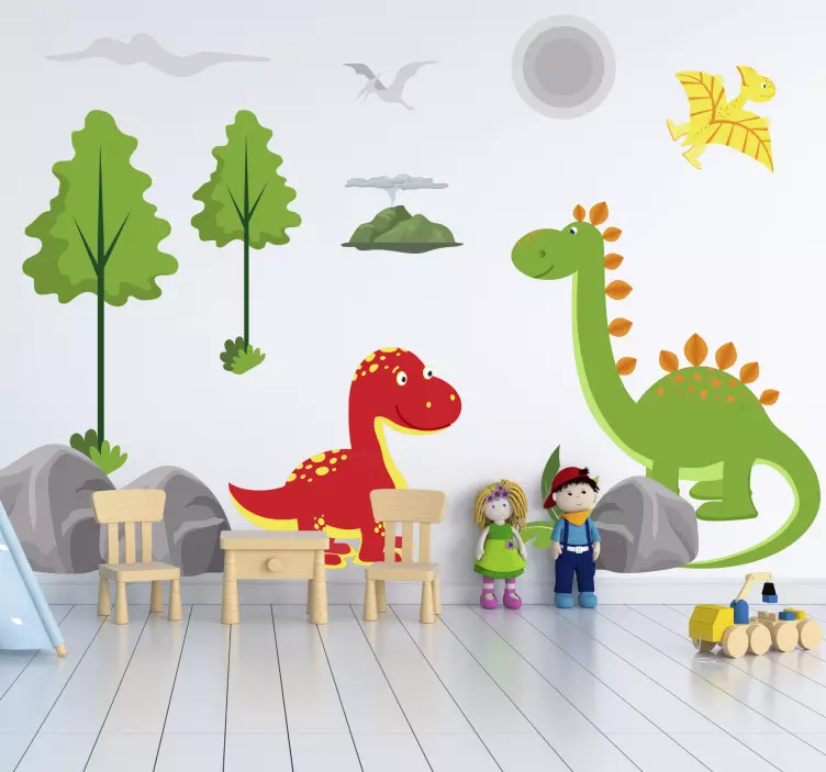 Dinosaurer verdens tema sæt dinosaur klistermærke - TenStickers