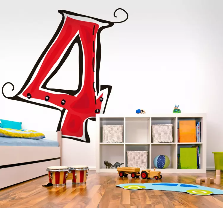 Nummer 4 klistermærke - TenStickers