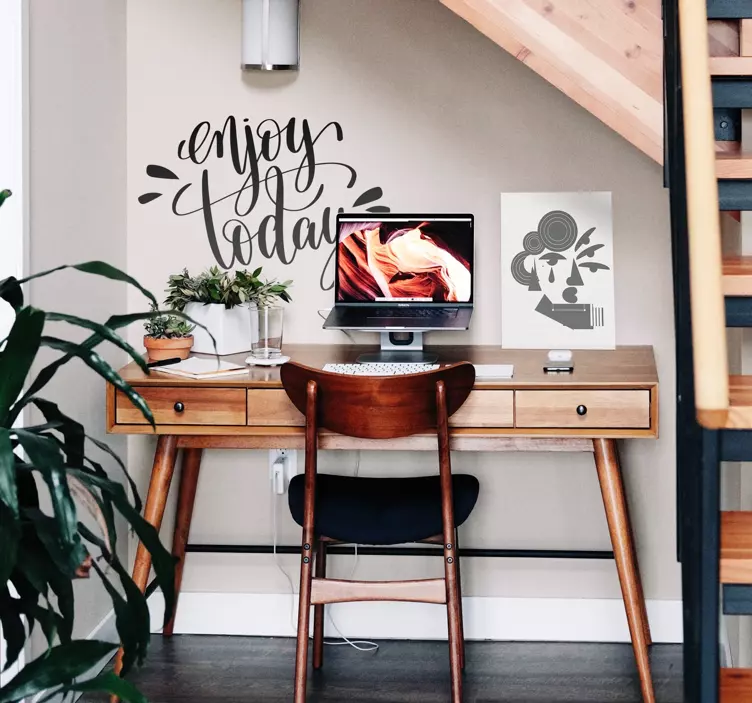 Nyd i dag, en motiverende sætning klistermærke til kontoret - TenStickers