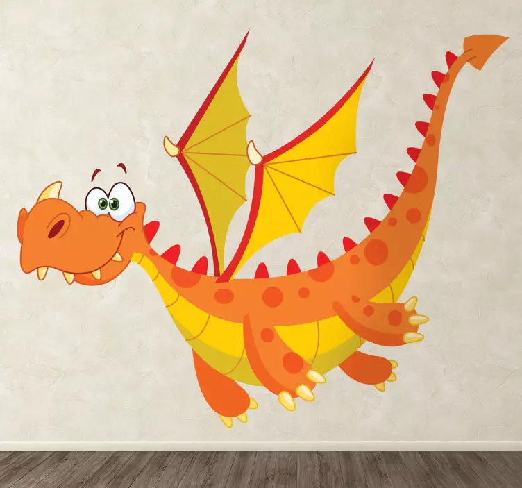 Wallstickers til børn orange dragon vægklistermærke - TenStickers