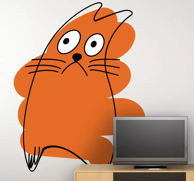 Orange kat-figur wallsticker dyr - TenStickers