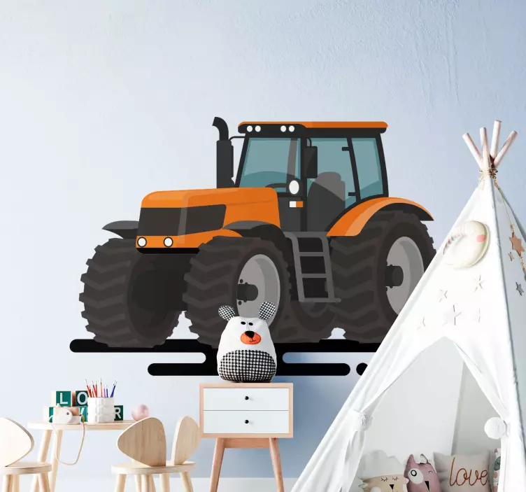 Orange traktor legetøjsmærkat - TenStickers