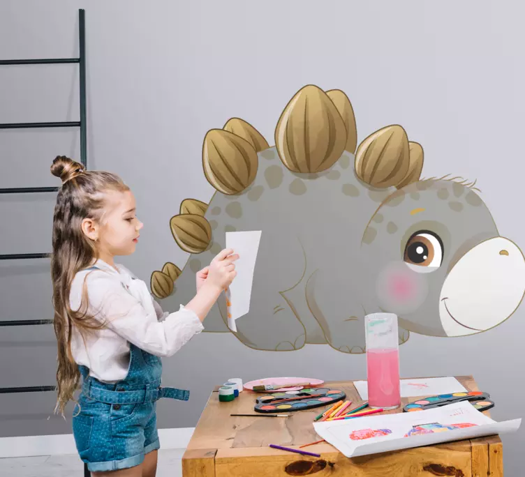 Original grå lille dinosaur døroverførsel - TenStickers