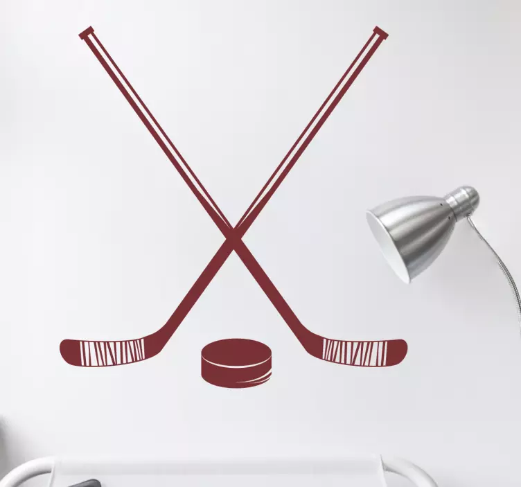 Hockeystave med puck wallsticker - TenStickers