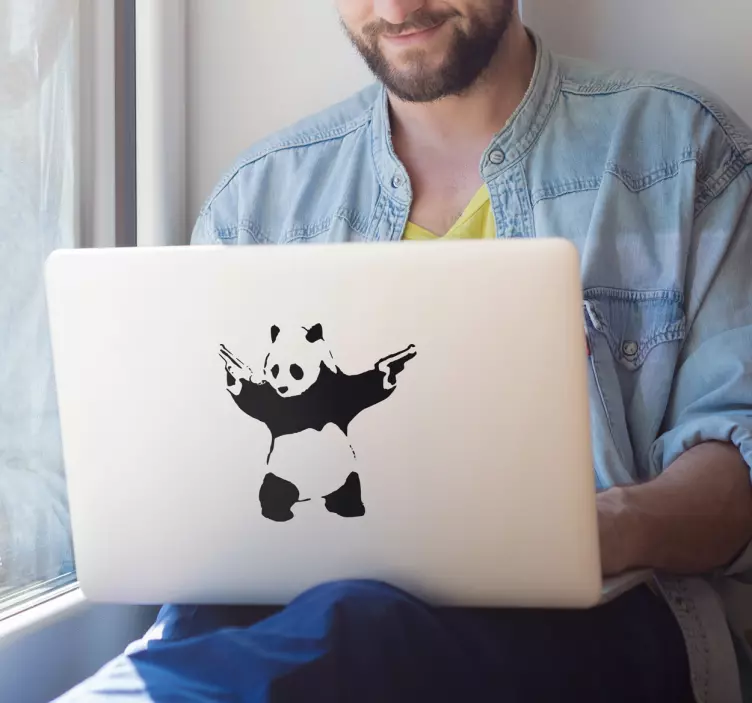 Panda Banksy Laptop klistermærke - TenStickers