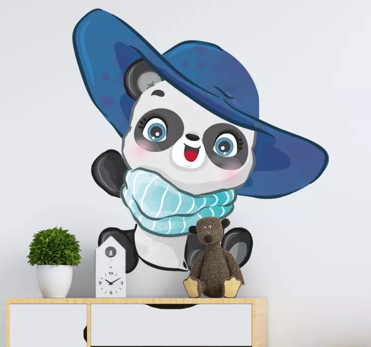 Panda med hat vilde dyr mærkat - TenStickers