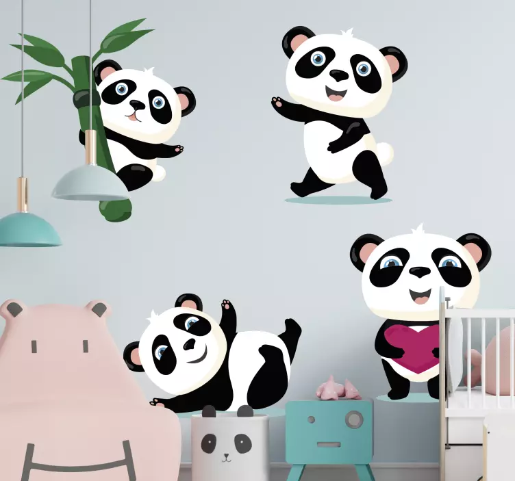 Panda sæt vilde dyr mærkat - TenStickers
