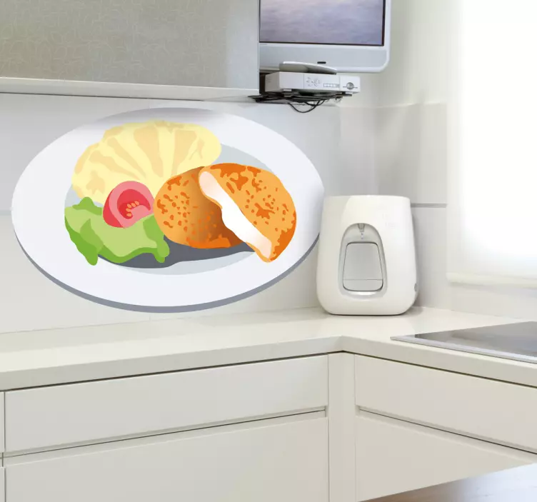 Paneret fisk skål mærkat - TenStickers