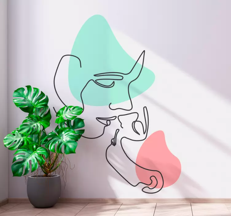 Par ansigter i minimalistisk stil vægoverføringsbillede - TenStickers