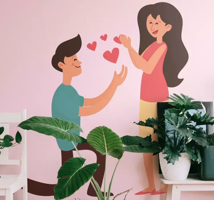 Par frierier hjerter bryllup klistermærker - TenStickers