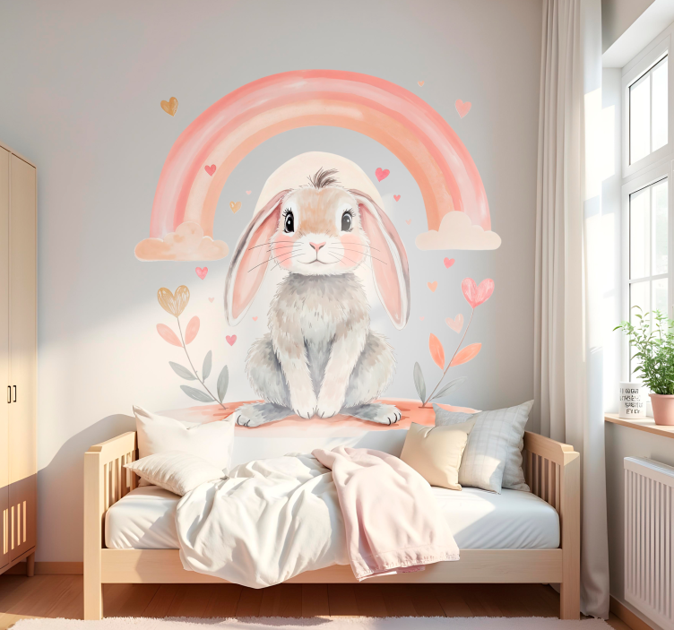 Pastel dejlig regnbuekanin wallsticker - TenStickers