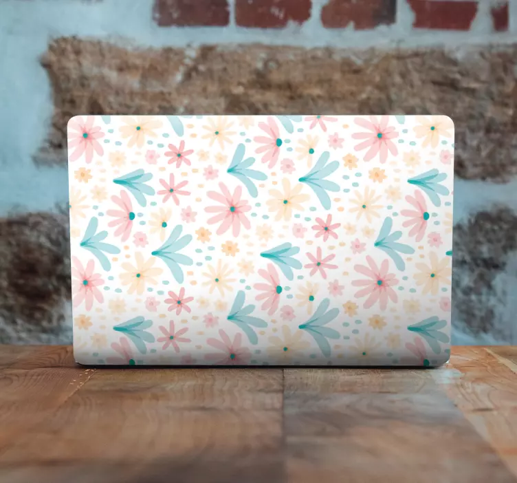 Pastel farve blomstermønster laptop hud klistermærker - TenStickers