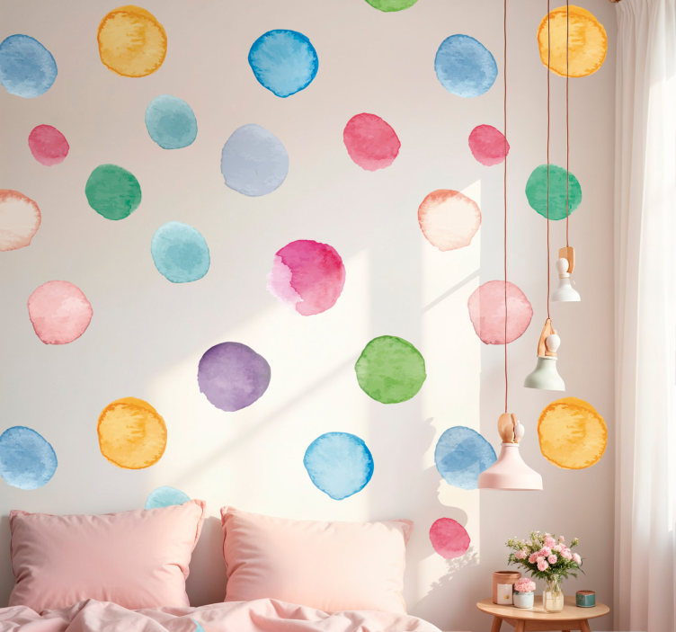 Pastelfarvede prikker wallsticker - TenStickers
