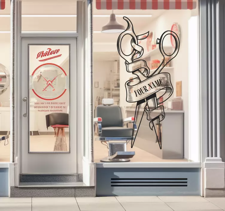 Personaliseret barberer logo butik klistermærke - TenStickers