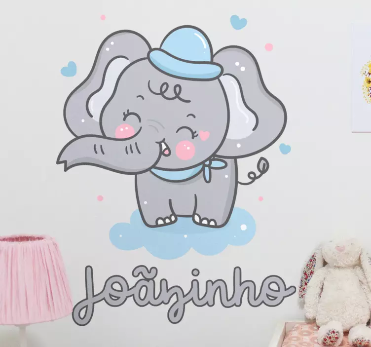 Personlig baby elefant navn på en sky - TenStickers