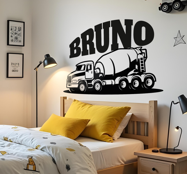 Personlig betonblandervogn wallsticker til børn - TenStickers