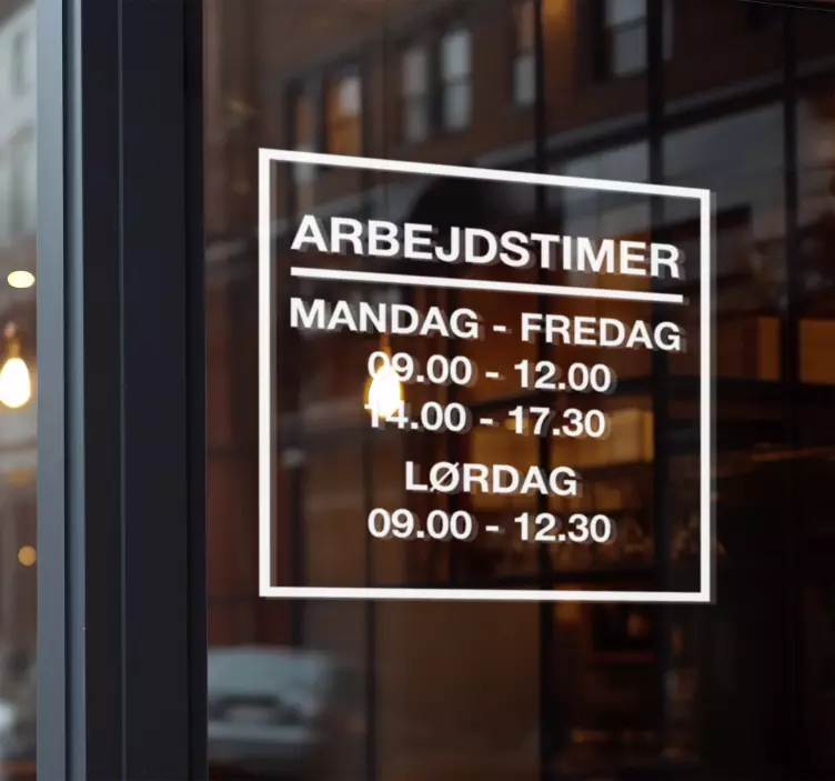 Personlig butiks tidsplan butik klistermærke - TenStickers