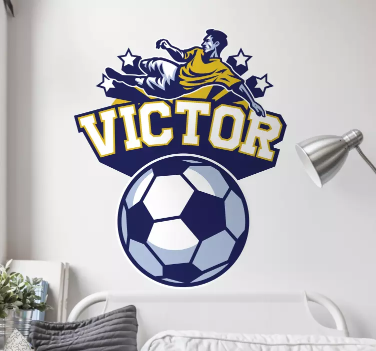 Personlig kids soveværelse fodbold wallsticker - TenStickers