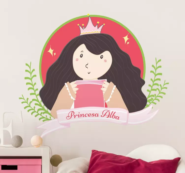 Personlig prinsesse eventyrklistermærke - TenStickers