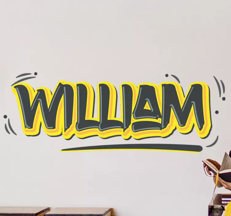 Personligt navn graffiti gul bymærkat - TenStickers