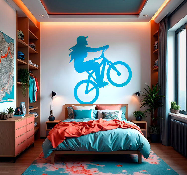Pige biker wallsticker dyr - TenStickers