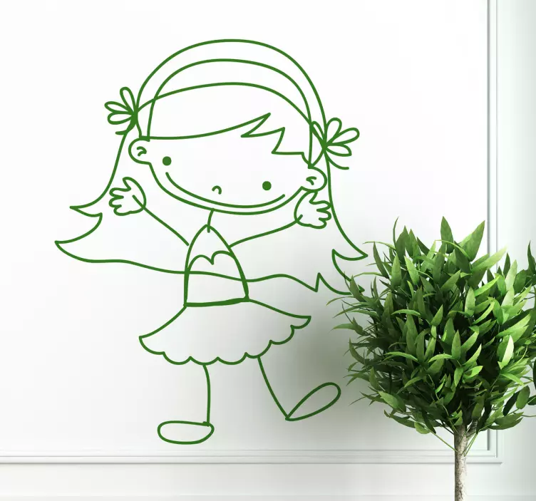 Pige, der vifter med klistermærke - TenStickers