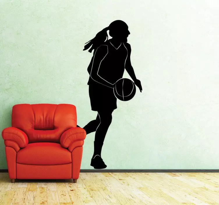 Pige kurv baller silhuet klistermærke - TenStickers