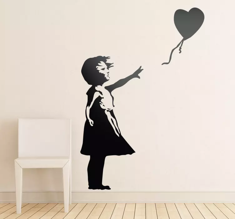 Pige med ballon banksy Wallsticker til stuen - TenStickers