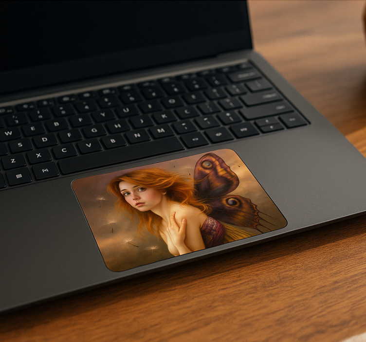 Pige med flydende mælkebøtter Touchpad-klistermærke - TenStickers