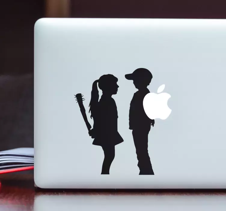 Pige og dreng bansky laptop klistermærke - TenStickers