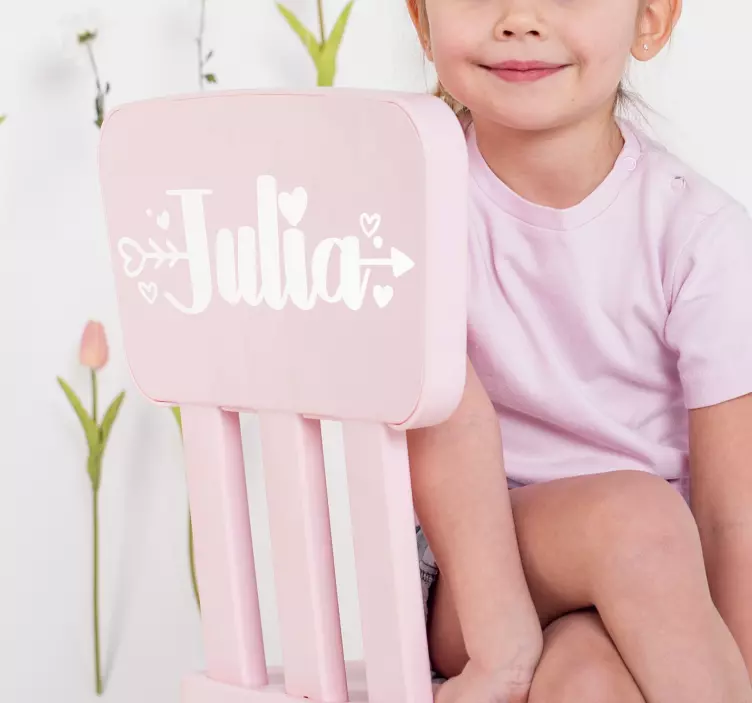 Pil og hjerter klistermærke med navn - TenStickers