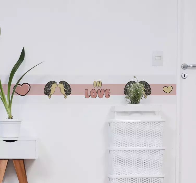 Pindsvinpar kysser kantbånd klistermærke - TenStickers