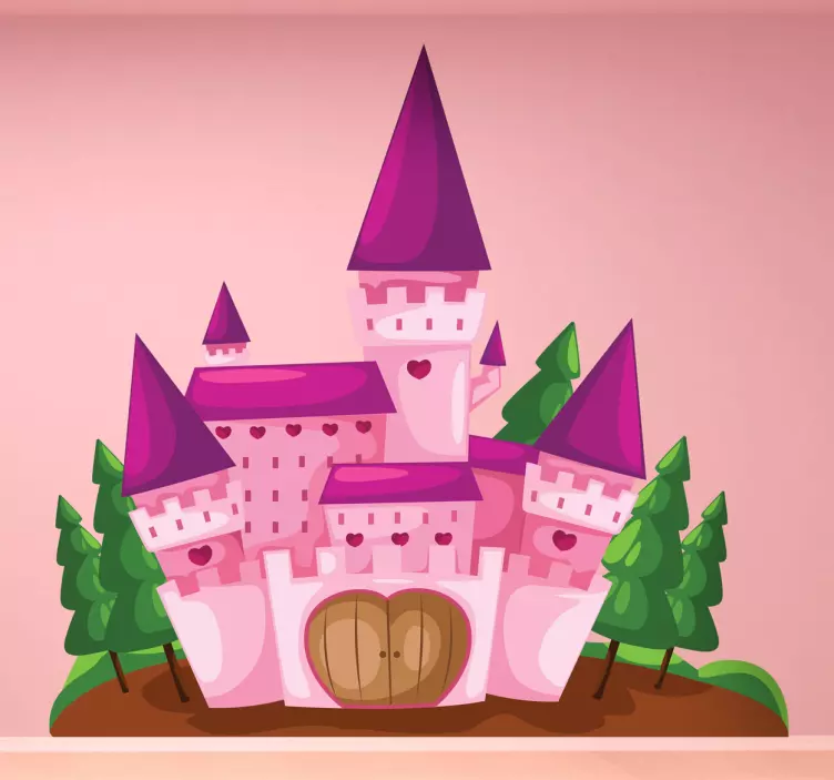 Pink castle kids wall sticker - TenStickers
