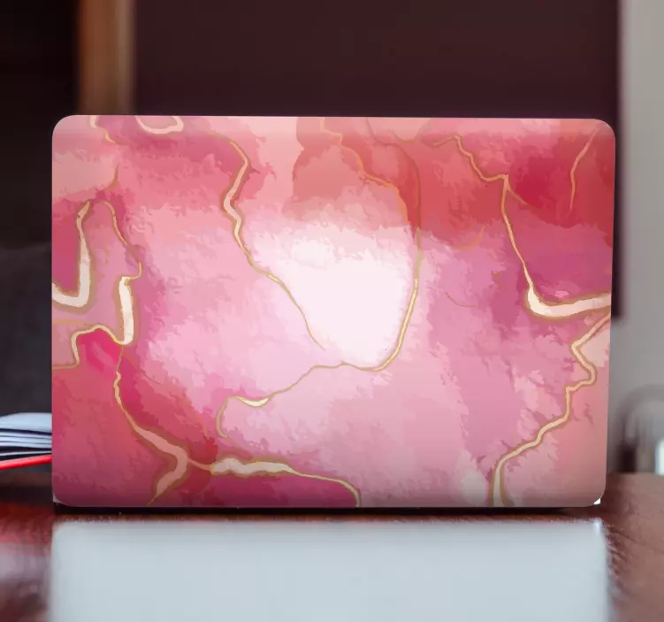 Pink og guld marmor effekt laptop skin - TenStickers