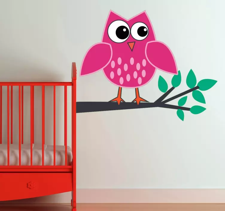 Pink owl kids klistermærke - TenStickers
