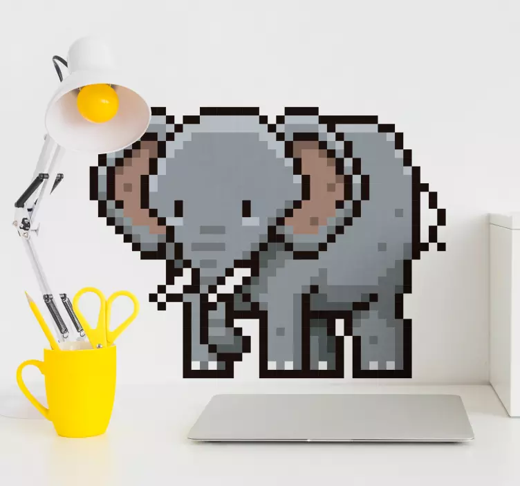Pixel elefant dyr vægoverføringsbillede - TenStickers