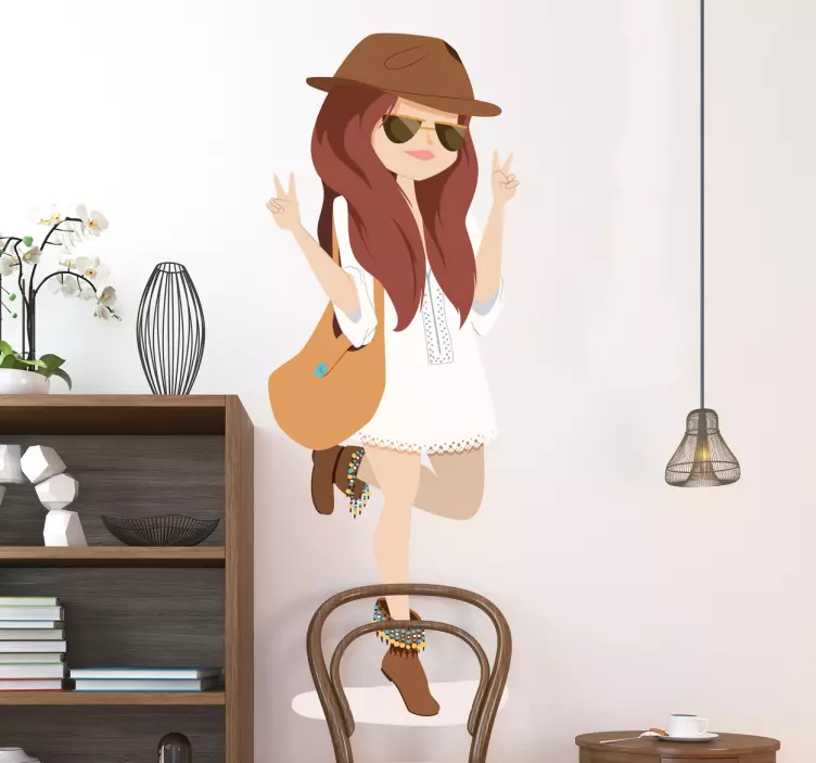 Posh pige skitse mode klistermærke - TenStickers