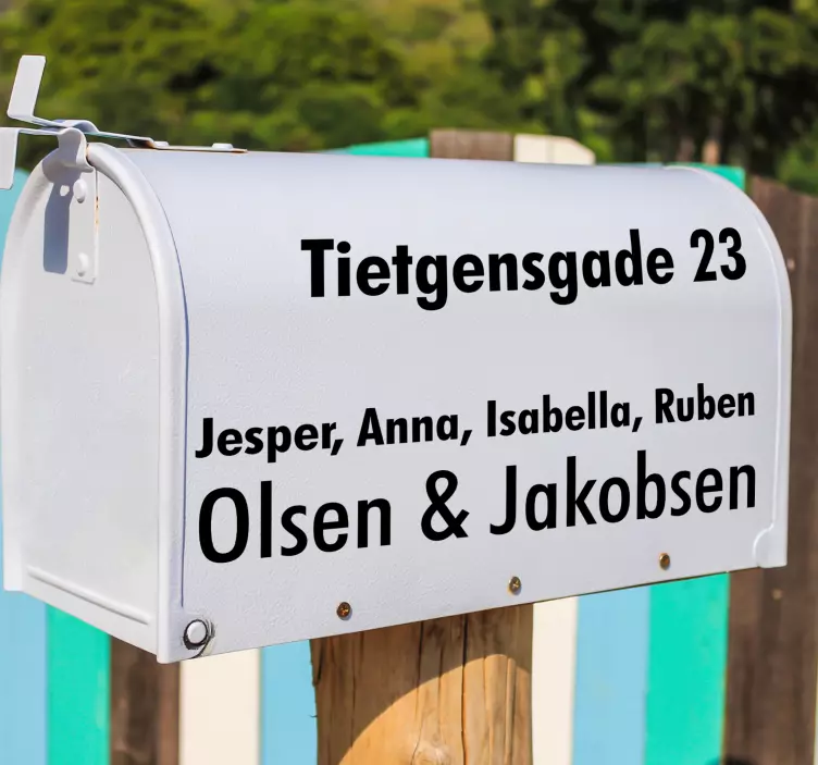 Postkasse adresse tekst klistermærke tekst klistermærke - TenStickers