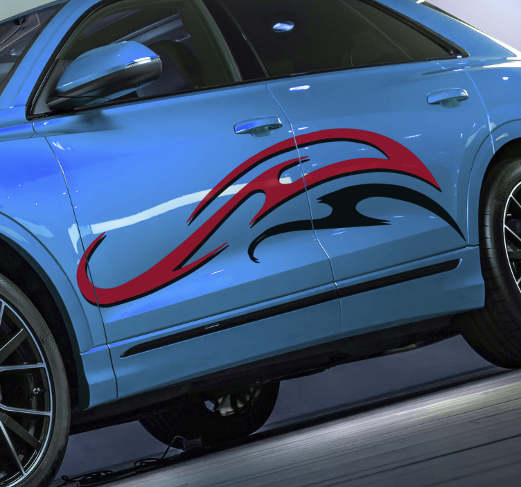 Racerbil med striber hvid og rød biloverføringsbillede - TenStickers