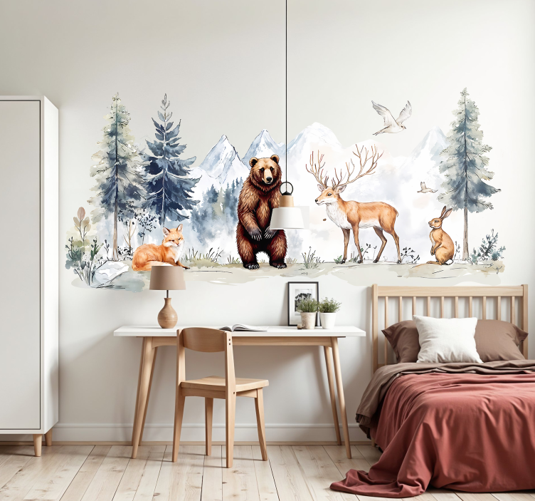 Realistisk tegnet skov wallsticker - TenStickers