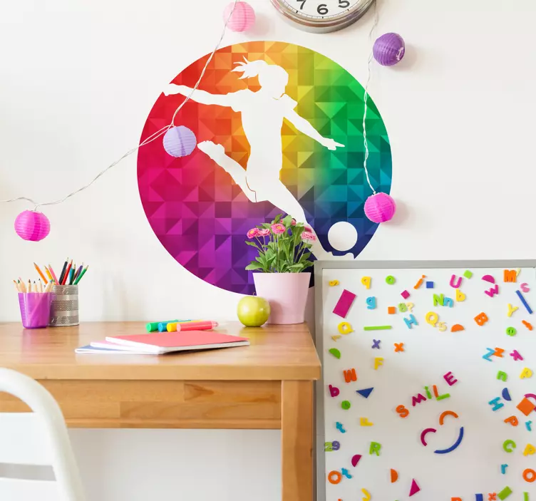 Regnbuefarvet fodboldspiller klistermærke - TenStickers